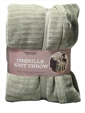 Berkshire Blanket & Home Co. Chenillie Knit Throw | Color Green |60in. x 70in